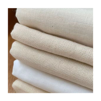Tissu en coton uni à prix abordable, blanc/gris blanchi, tissé en voile de coton et dacron pour vêtements ou sacs