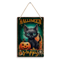 Panneau en bois de conception personnalisée du fabricant MDF motif chat d'Halloween pour décoration suspendue de festival
