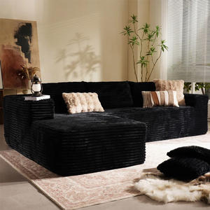 PZCN-Sofá modular Seccional de pana para sala de estar, conjunto de sofá suave de pana negra, estilo europeo, para mascotas - Product Image 5