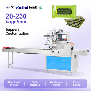 เครื่องบรรจุภัณฑ์แบบอัตโนมัติชนิด Flow Pack Pillow Wrapping, อุปกรณ์บรรจุภัณฑ์แนวนอนสำหรับสาหร่าย โซดา แครกเกอร์ ขนมปังปิ้ง - Product Image 1