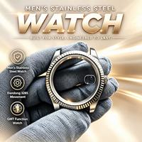 Montre mécanique pour homme en acier inoxydable de luxe, fonction double fuseau horaire GMT, affichage de la date, montre de voyage pour les vacances