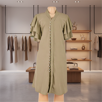 Gaun Wanita Pleated Warna Solid Kasual Bahan Voile Spandex Manis Berpayet Renda Kerah O-Neck Ukuran Besar Baru Musim Panas Tersedia di Pabrik