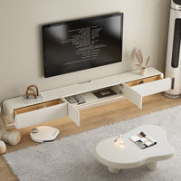 Meuble TV mural flottant moderne style crème minimaliste avec 4 tiroirs pour salon