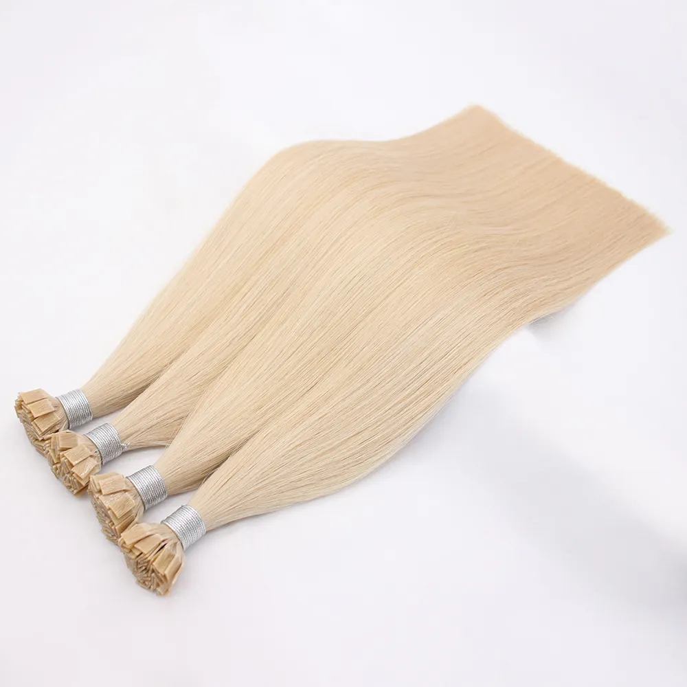 Hot Sale Virgin Remy Hair Italian Keratin Glue Bond Flat Tip Human Hair Extension Double Drawn Prebonded