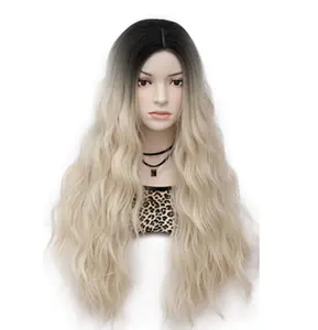باروكة شعر أشقر من NEWLOOK للنساء شعر طبيعي طويل Ombre بلون أشقر باروكة شعر مموج C0231