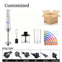 Mixeur Plongeant Électrique 200W DC, 2 Vitesses, Lames en Acier Inoxydable, avec Bol Hachoir 500ML et Gobelet AS 700ML