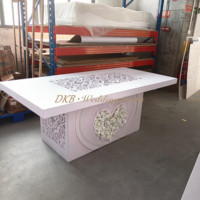 Table en acrylique de mariage de luxe en gros table de marié couleur or table de salle à manger carrée en acrylique de mariage