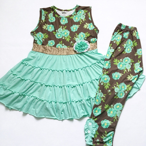 OEM ODM Milk Silk Print <b>Girls</b> 2 Pcs Outfit Ruffle Toddler Short <b>Set</b> Cartoon Floral Kids <b>Clothing</b> <b>Set</b> - Product Image 3