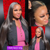 Wig rambut manusia Vietnam asli tanpa lem, double drawn, lurus alami, 300g, hd full lace frontal, rambut India alami, wig transparan