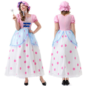 Bo Peep Cosplay Costume Pink Long Dress Anime Character Halloween Costume for Women Adults Role Play <b>Game</b> Outfit - Product Image 1