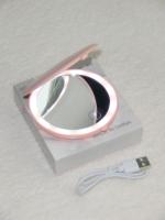 Miroir de maquillage rond à LED à 3 couleurs, à intensité variable, avec bras double axe rose, rechargeable par type C, miroir cosmétique Winway