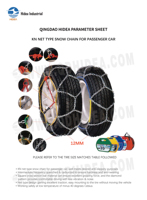 Cadenas de Nieve HIDEA de Alta Resistencia Tipo KN de 12 mm para Automóviles de Pasajeros, Barra Transversal Cuadrada Antideslizante, Cadena de Tracción para Neumáticos para Carreteras Nevadas en Invierno