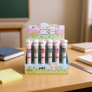 Puipy 10-Color Ballpoint Pen Multicolor Ink Office School Novelty Writing Tool - Product Image 2