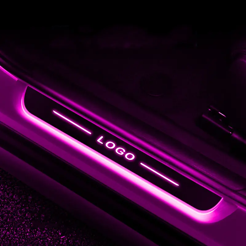 New arrival custom logo USB charging colorful car door sill welcome mood LED light