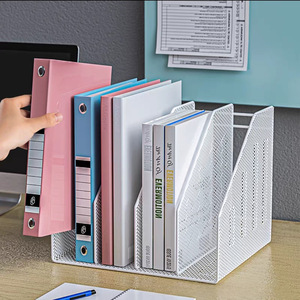 Metal File Rack <b>Desktop</b> Organizer 4 Layers Mesh Storage <b>Shelf</b> For Office Supplies Books Stationery Standing Type Rectangle Shape - Product Image 2