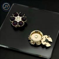 Boutons de manchette fantaisie en laiton JINYU pour chemises femme, plaqué nickel sans allergène, décorés de strass en forme de fleur
