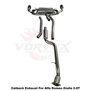 ระบบท่อไอเสียสแตนเลส Vortex Performance สำหรับ Alfa Romeo Giulia 2.0T พร้อมวาล์วอิเล็กทรอนิกส์ ชุดแคทแบ็ก ปรับแต่งเสียงท่อไอเสีย - Product Image 4