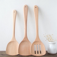 Accessoires de cuisine 30/35cm Spatule en bois naturel Ustensiles de cuisine Outils en bois Cuisine Dîner Nourriture Pelles antiadhésives Tourneurs de casseroles