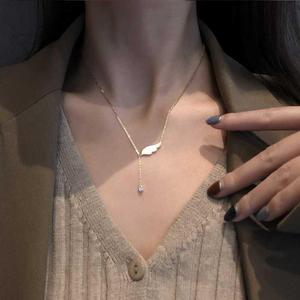 Seashell Wing Necklace For Women Gold Silver Color Tassel Clavicle Chain Minimalist Design Trendy Fashion Jewelry - Product Image 1