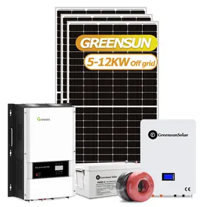リチウムまたは鉛蓄電池を備えた家庭用太陽光発電システム用の住宅用5kw完全ソーラーパネルキット