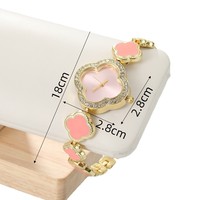 Montre à quartz simple et élégante pour femme avec bracelet fin, lunette en nacre, bracelet réglable extensible.