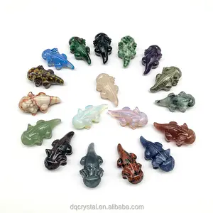 wholesale natural crystal carving mini obsidian lizard animal crystal craft mix material rose lizard for decoration