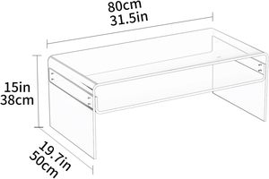 Mesa de centro de acrílico transparente ecológica para sala de estar Rectángulo Lucite con estante de almacenamiento abierto 1 pieza Claro Normal - Product Image 4