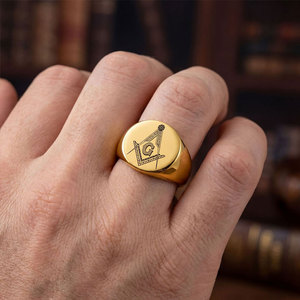 Bague Chevalière Personnalisée en Acier Inoxydable 316L Plaqué Or PVD 14k 18k pour Hommes, Vente en Gros, Anti-ternissement - Product Image 6