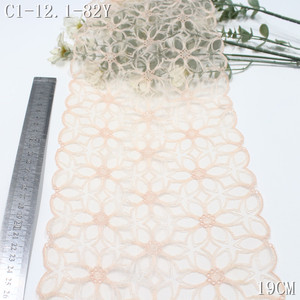 Popolare Pizzo Ricamato Floreale 20cm Verde Limone Rosa, Bordatura in Pizzo Ricamato per Lingerie Femminile e Cucito - Product Image 4