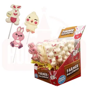 Holeywood 3D Cute Bunny Bird Marshmallow Lollipop Mixed with Fruit-Flavored Halal Sugar Box Packaging Easter Marshmallow Candy