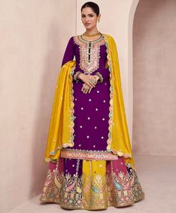 Vêtements de fête attrayants brodés entièrement cousus Kurti Lehenga pour les tenues de festival et de mariage Costume pour femmes - Product Image 3