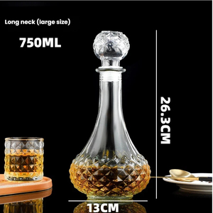 Bouteille en verre transparente de 750 millilitres de forme unique avec un bouchon, utilisée pour la présentation de divers vins <span class=keywords><strong>sur</strong></span> les étagères ou dans les casiers à <span class=keywords><strong>vin</strong></span> - Product Image 6