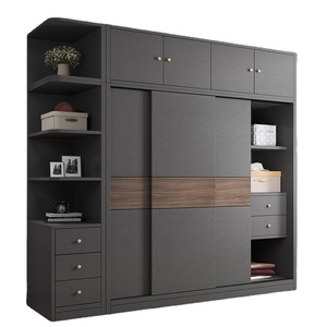 <span class=keywords><strong>Armoire</strong></span> de chambre moderne avec portes coulissantes de 1,4 m de large, meuble de rangement avec commode et portes à double action - Product Image 6