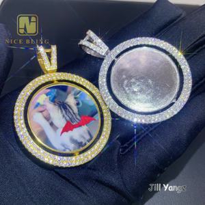 <span class=keywords><strong>Pendentif</strong></span> <span class=keywords><strong>photo</strong></span> rotatif double face en moissanite, argent 925, hip hop rock, cadres <span class=keywords><strong>photo</strong></span> glacés, cadeau de Noël <span class=keywords><strong>pour</strong></span> femmes et hommes - Product Image 4