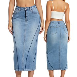 Nouvelle <span class=keywords><strong>jupe</strong></span> en jean brodée très extensible pour <span class=keywords><strong>femme</strong></span> 2026, <span class=keywords><strong>taille</strong></span> <span class=keywords><strong>haute</strong></span>, effet sculptant, style <span class=keywords><strong>crayon</strong></span>, élégante, motif floral vintage - Product Image 1