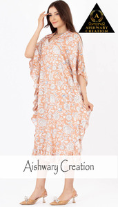 Robe midi décontractée en coton pour femme, imprimé floral, coupe ample, légère, tunique, chemise de nuit, vente en gros, exportateur - Product Image 2