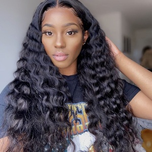 28 Inch Deep Wave HD Lace <b>Front</b> <b>Wigs</b> Human Hair 13x4 Pre Plucked Brazilian Curly 200 Density Glueless <b>Wig</b> China Piano Color - Product Image 3