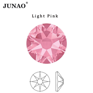 JUNAO Ss6 Ss8 Ss12 Ss16 Ss30 Flatback Stones Non Hot Fix Nail Glass Rhinestone Light Pink 16 Cut Facets Rhinestones - Product Image 2