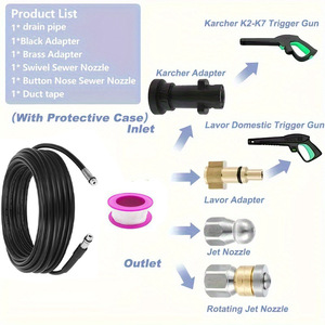 Kit de nettoyage de canalisations pour nettoyeur haute pression <span class=keywords><strong>Karcher</strong></span> & Lavor 1/4" NPT, 5800 PSI, avec 2 buses de nettoyage et 2 adaptateurs - Product Image 5