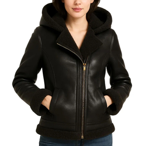 Conception personnalisée Vestes en cuir respirantes à manches longues pour l'extérieur Vêtements de rue Nouvelle arrivée Veste en cuir de vachette naturelle pour femmes en cuir de fourrure - Product Image 1