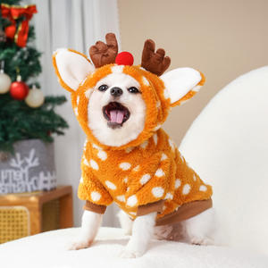 Costume de Noël pour animaux de compagnie, sweat à capuche en forme d'elk ou de cerf pour chien ou chat, manteau chaud en polaire doublé de peluche pour Maltese, Teddy, hiver - Product Image 1