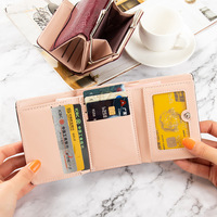 Dompet kecil lipat PU motif buaya dompet koin pendek Multi kartu lucu dompet lisensi pengemudi untuk wanita carteras para mujer