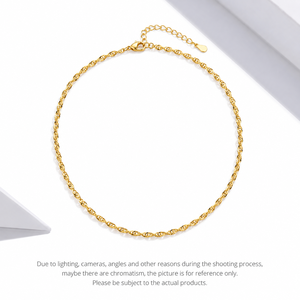 Collier chaîne torsadée fine en acier inoxydable plaqué or 14 carats sous vide, réglable 40+5 cm, sans pendentif - Product Image 1