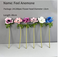 Fleurs d'anémone en soie imprimées en 3D de style nordique pour la décoration de la maison et des salles de mariage, idéales pour la Saint-Valentin, exportation, coquelicot