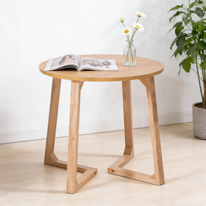 Round End <b>Table</b> 24 Inch Solid Wood V Shaped <b>Legs</b> Mid Century Modern Sofa Side <b>Table</b> Small Coffee <b>Table</b> for Small Space - Product Image 3