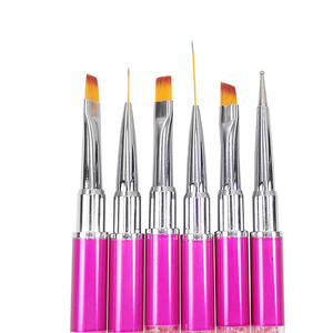 Ensemble de pinceaux à ongles en métal rouge rose, poils en nylon, pinceaux ronds ovales pour détails fins, pour la manucure et la peinture - Product Image 6
