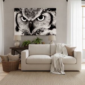 Lienzo Impreso: Lienzo Enrollado con Diseño de Búho Pintado sobre Vidrio, Decoración Rústica para el Hogar - Product Image 3
