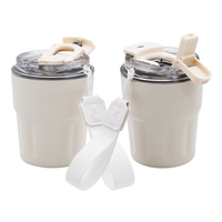 Termo de café portátil de 290ml, mantiene caliente durante 6 horas, revestimiento blanco mate