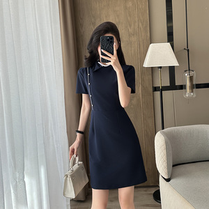 Grey Bodycon Dress Peter Pan Collar Solid Color Professional Career Dress Women's Work Uniform Summer Style - Product Image 3