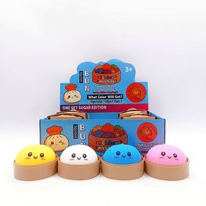 In-stock Colorful Promotional Toy Cute Glitter Dumpling Buns Squishy Stress Ball Smile Face Steamed Bun <b>Fidget</b> Toy with Steamer - Product Image 1